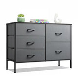 LIFERECORD 5 Drawer Fabric Dresser for Bedroom and Living Room, Chest of Drawer Organizer Storage Cabinet for Closet, Entryway
