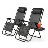 Atilioo Zero Gravity Chairs, Folding Patio Lounge Chair with Adjustable Pillows & Cup Holder, 400 LBS Outdoor Oversized Reclining Chairs for Backyard Lawn Camping, Black-Green