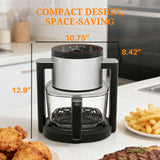 Atilioo 4.7 Qt Glass Air Fryer with 10 Presets Digital Touch, Compact Design, Quick & Easy Meals in Minutes, Gray