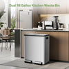 Atilioo 16 Gallon Dual Compartment Trash Can, Stainless Steel Garbage Can with Foot Pedal, Soft-Close Lid, 2 x 30 L Large Capacity Recycling Bin, Perfect for Kitchen, Office