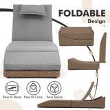 IULULU Lounge Chair Outdoor PE Wicker – Adjustable Backrest, Removable Cushion
