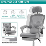 Atilioo Executive Office Chair with Footrest, High-Back Ergonomic Mesh Chair with Armrests & Adjustable Lumbar Support, Tilt Lock for Home Office, Gray