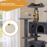 Atilioo Cat Tree Tower with Scratching Post, Multi-Level Cat Condo Pet House Play with Stable Base, Gray