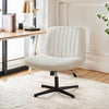 IULULU Wide Armless Desk Chair, No Wheels, Adjustable Height