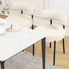 IULULU Dining Chairs Set 2, Upholstered Mid-Century Kitchen Chairs, Curved Backrest, Metal Legs