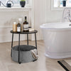 IULULU Small Round Side Table with Fabric Basket, Steel Frame