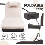 IULULU Lounge Chair Outdoor PE Wicker – Adjustable Backrest, Removable Cushion