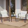 IULULU Outdoor 3-Pc, Rocking Bistro Set, Wicker Patio Chairs & 2-Tier Table
