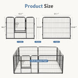 Atilioo 8-Panel Foldable Pet Playpen, 24" Height Metal Dog Fence with Door for Small Dogs