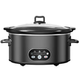 Atilioo 6 Quart Slow Cooker with Ceramic Non-Stick Pot, Programmable Timer & Temperature Control, Removable Stoneware, Dishwasher Safe, Family Size Serves 6 People, Black