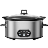 Atilioo 6 Quart Slow Cooker with Ceramic Non-Stick Pot, Programmable Timer & Temperature Control, Removable Stoneware, Dishwasher Safe, Family Size Serves 6 People, Black