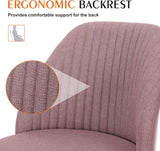 Atilioo Office Vanity Chair, Armless Computer Desk Chair, 360° Rolling Swivel Adjustable Seat Height, Comfy Fabric Upholstered, Easy to Assemble, Ideal for Bedroom Study Makeup Room, Pink