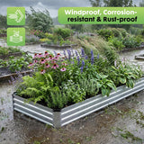 Atilioo 8x4x1ft Raised Garden Bed, Outdoor Metal Planter Box for Vegetables, Flowers, Herbs, Galvanized Non Toxic Materials, Silver