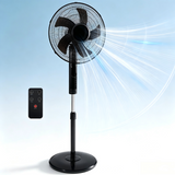 Atilioo Oscillating Pedestal Fan with Remote, Standing Fan with Timer, 3 Speeds, Strong Wind, Adjustable Height, Quiet Operation, Black