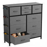 ACCVER Dresser for Bedroom 10 Storage Drawer, Fabric Closet Chests Organizer Tower with Wooden Top Metal Frame for Living Room Hallway Entryway