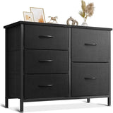 LIFERECORD 5 Drawer Fabric Dresser for Bedroom and Living Room, Chest of Drawer Organizer Storage Cabinet for Closet, Entryway