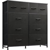ACCVER Dresser for Bedroom 10 Storage Drawer, Fabric Closet Chests Organizer Tower with Wooden Top Metal Frame for Living Room Hallway Entryway