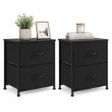LIFERECORD Nightstand Set of 2 with 2 Fabric Drawers, End Tables with Storage Shelf for Small Spaces, Bedside Table Side Tables for Bedroom, Black