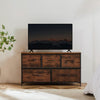 Atilioo 5 Drawer Dresser, Fabric Storage Chest with TV Stand, Open Shelf, Adjustable Feet, Bedroom or Living Room, Black