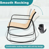 Atilioo 3 Piece Patio Rocking Furniture Set, Textilene Outdoor Furniture Set with Chairs & Table, Conversation Set for Lawn, Garden, Balcony, Yard, Poolside, Brown