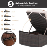IULULU Lounge Chair Outdoor PE Wicker – Adjustable Backrest, Removable Cushion