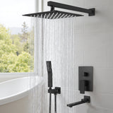 Atilioo Shower Faucet Set, 10" High Pressure Rain Shower Head with Handheld Spray, Wall Mounted, Adjustable Temperature, Rough-in Valve Body and Trim Kit