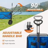 Atilioo Collapsible Wagon Cart - Heavy Duty Folding Utility Cart with 220lbs Capacity & All-Terrain Wheels - Portable Garden Beach Wagon for Sand, Camping, Shopping, Fishing, Outdoor Use, Blue