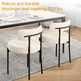 IULULU Dining Chairs Set 2, Upholstered Mid-Century Kitchen Chairs, Curved Backrest, Metal Legs