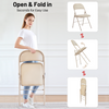 IULULU Folding Chair, Leather-padded, Sturdy Metal, Easy Storage, Indoor/Outdoor, Comfy for Home/Office/Party