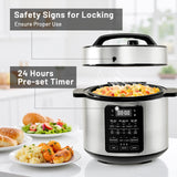 Haysky 6QT Electric Pressure Cooker, 12-in-1 Stainless Steel Instant Multi-Function Pot with Digital Display, Slow Cook, Steam, Rice, Soup, and More