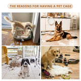 Atilioo Folding Pet Kennel, Double Door Metal Wire Dog Crate with Divider Panel, Leak-Proof Pan Tray, 36 inch