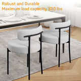 IULULU Dining Chairs Set 2, Upholstered Mid-Century Kitchen Chairs, Curved Backrest, Metal Legs