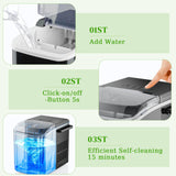 Haysky Countertop Ice Maker, 26 Lbs/24H, Ice in 6Mins, 2 Sizes, Self-Cleaning Portable Ice Machine Countertops for Home, Office, RV, Camping