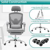 Atilioo Executive Office Chair with Footrest, High-Back Ergonomic Mesh Chair with Armrests & Adjustable Lumbar Support, Tilt Lock for Home Office, Gray