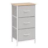 LIFERECORD 3 Drawer Nightstand for Bedroom, Fabric Dresser with Wood Top, Chest of Drawer Organizer Storage Cabinet, Bedside Table, Grey
