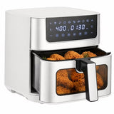 LIFERECORD Air Fryer 6QT w/ Touch Controls & Easy-View Window, Dishwasher Safe Basket, 1500W, 8 Food Presets, Stainless Steel, White