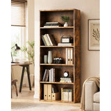 LIFERECORD Bookshelf, 5-Tier Bookcase, Wooden Book Shelf, Open Storage Shelf, 9.25 x 23.82 x 52.95 Inches, for Living Room, Home Office, Dinning Room
