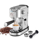 Atilioo 20 Bar Espresso Machine with Pressure Gauge, Compact Stainless Steel Coffee Maker with Milk Frother Steam Wand for Latte, Cappuccino, Easy to Clean