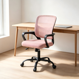 Atilioo Ergonomic Office Chair with Lumbar Support, Adjustable Mesh Computer Desk Chair Mid Back Swivel with Armrests, Black
