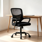 Atilioo Ergonomic Office Chair with Lumbar Support, Adjustable Mesh Computer Desk Chair Mid Back Swivel with Armrests, Black