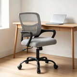 Atilioo Ergonomic Office Chair with Lumbar Support, Adjustable Mesh Computer Desk Chair Mid Back Swivel with Armrests, Black
