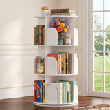 Atilioo 4 Tier Rotating Bookcase, 360° Spinning Bookcase Storage Tower, Corner Revolving Display Book Shelf for Small Space, Living Room, Bedroom