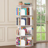 Atilioo 4 Tier Rotating Bookcase, 360° Spinning Bookcase Storage Tower, Corner Revolving Display Book Shelf for Small Space, Living Room, Bedroom