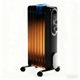 Atilioo Electric Oil Filled Radiator with Adjustable Thermostat, 1500W Portable Space Heater, Overheat Protection, Fast heating, Black