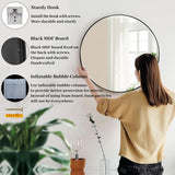 24 inch Circle Mirror, Round Mirror with Black Metal Frame, Hanging Wall Mounted Mirror for Living Room, Bedroom, Over Sink, Vanity