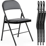 Atilioo 2 & 4 Pack Sturdy Metal Folding Chairs with Leather Padded, Double Braced, Water-Resistant, Ideal for Home, Party, Meeting