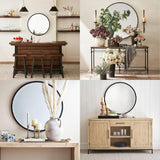 24 inch Circle Mirror, Round Mirror with Black Metal Frame, Hanging Wall Mounted Mirror for Living Room, Bedroom, Over Sink, Vanity
