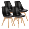 IULULU Dining Chairs, 4-Piece Mid-Century with Wooden Legs, PU Leather Seats for Living Room Bedroom Outdoor Lounge