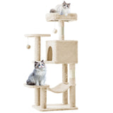 Atilioo Cat Tree Tower with Scratching Post, Multi-Level Cat Condo Pet House Play with Stable Base, Gray