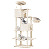 Atilioo Cat Tree Tower with Scratching Post, Multi-Level Cat Condo Pet House Play with Stable Base, Gray